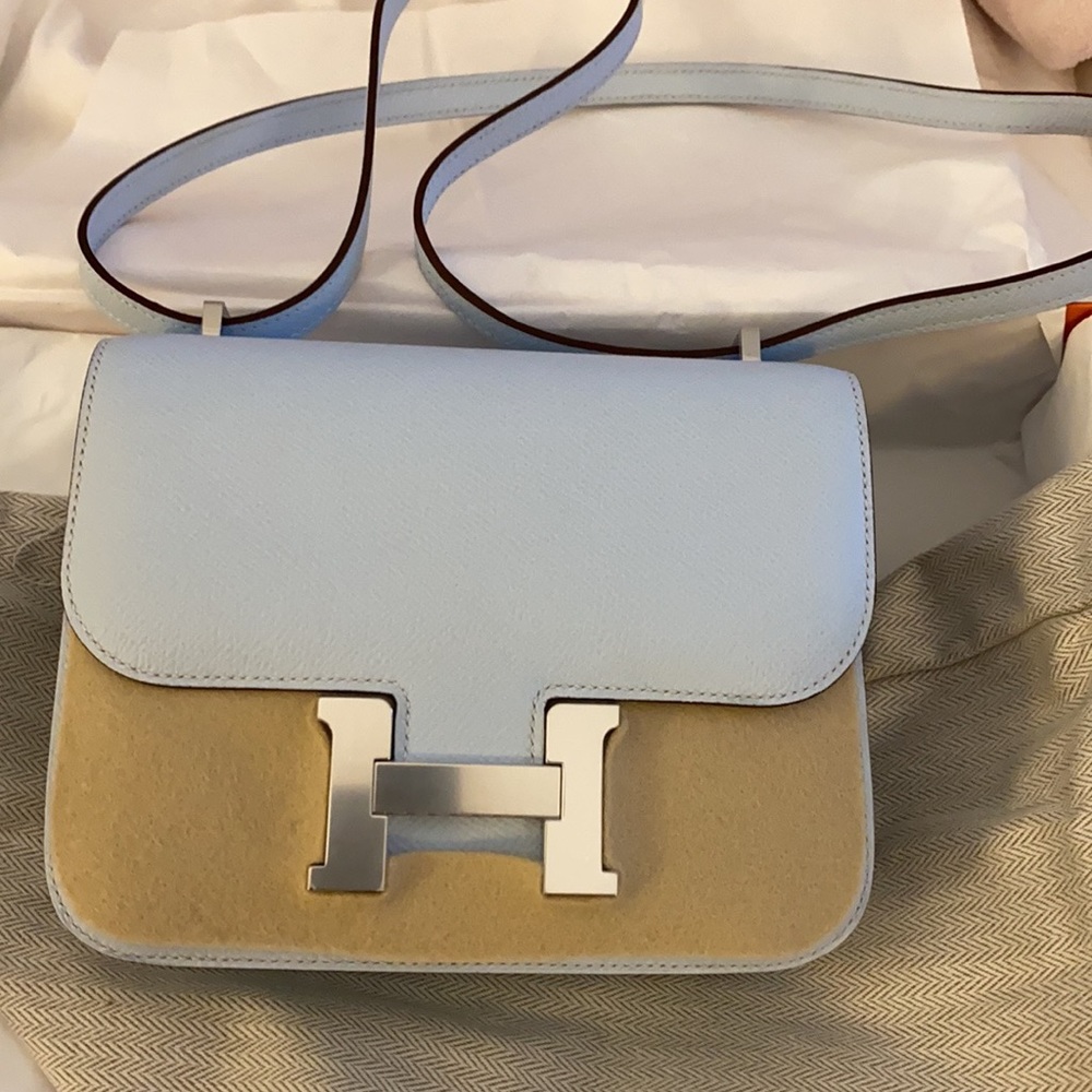 SOLD Mini Constance 18 Bleu Brume Epson Hermès bag - Picture 4 of 15